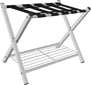 1 Pack Folding Luggage Rack for Guest Room Foldable Suitcase Stand Holder with Metal Storage Shelf for Bedroom Living Room for Luggage