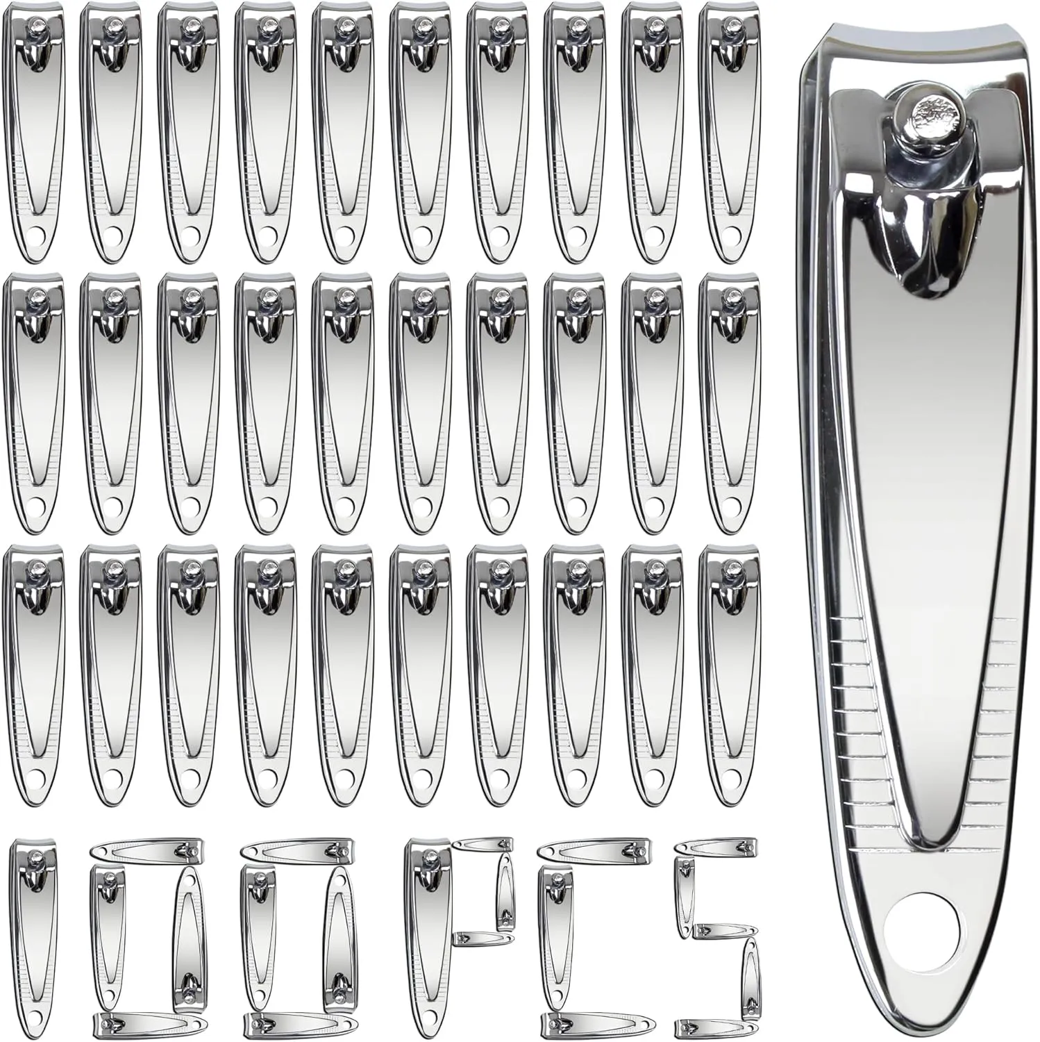 100 Pieces Nail Clippers Bulk - Ultra Sharp Stainless Steel Fingernail & Toenail Clippers Set for Men & Women - Flat Portable Design for Travel, Manicure & Pedicure - for Salons, Spas & Home Use