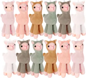 12Pcs Llama Stuffed Animal Bulk - 7.1 Inch Small Plush Toys, Cute Plushies, Treasure Box Toys for Classroom, Party Favors for Kids, Carnival Prizes, Baby Shower Decorations