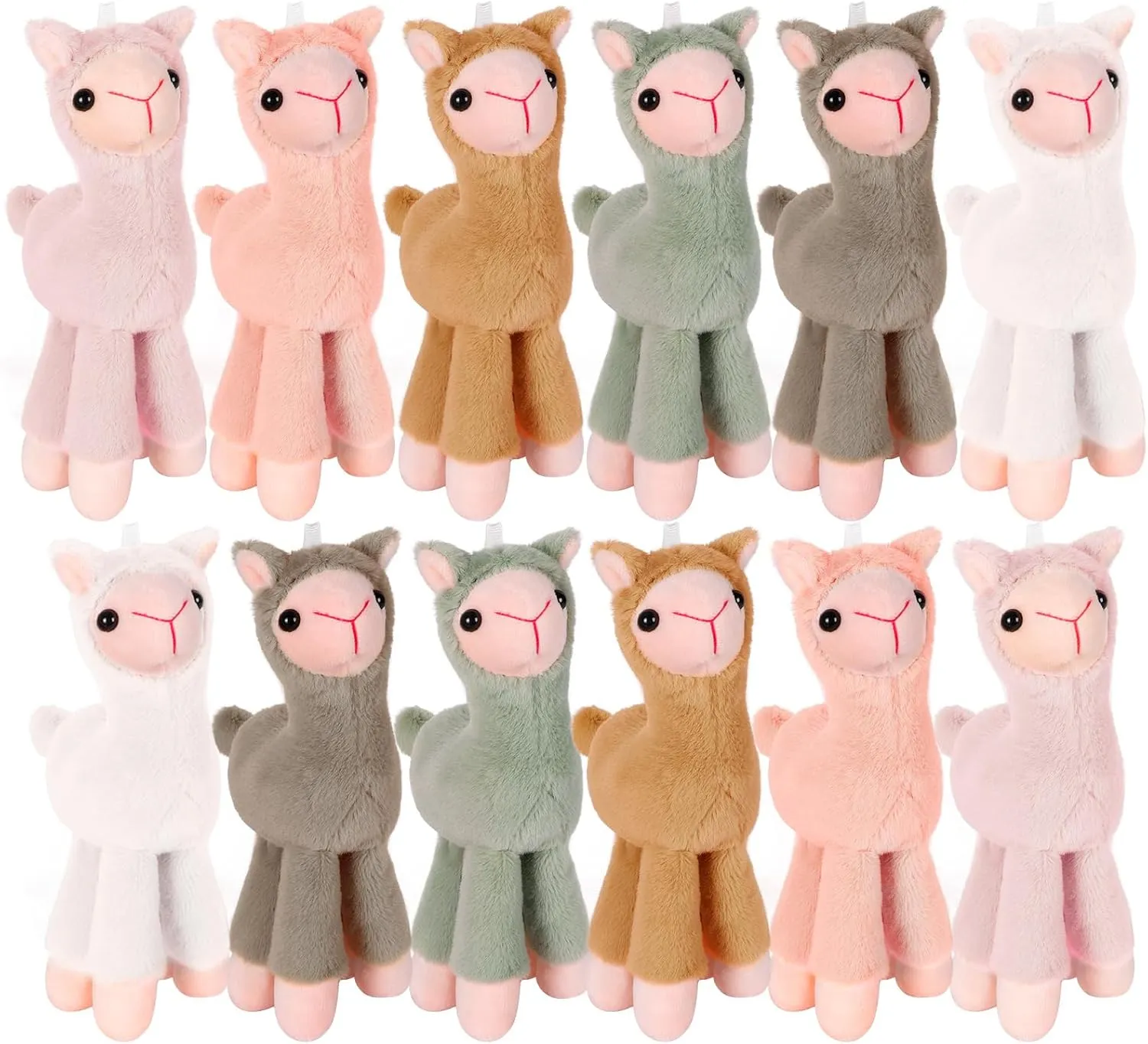 12Pcs Llama Stuffed Animal Bulk - 7.1 Inch Small Plush Toys, Cute Plushies, Treasure Box Toys for Classroom, Party Favors for Kids, Carnival Prizes, Baby Shower Decorations