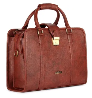 15.6-Inch Vegan Leather Laptop Bag - Professional Style | Slim Cushioned Sleeve | Tan
