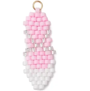 15Pcs Glass Seed Beads Ballet Shoes Pendant Beaded Dancing Shoes Dancer Charms for Necklace Bracelets Jewelry Making