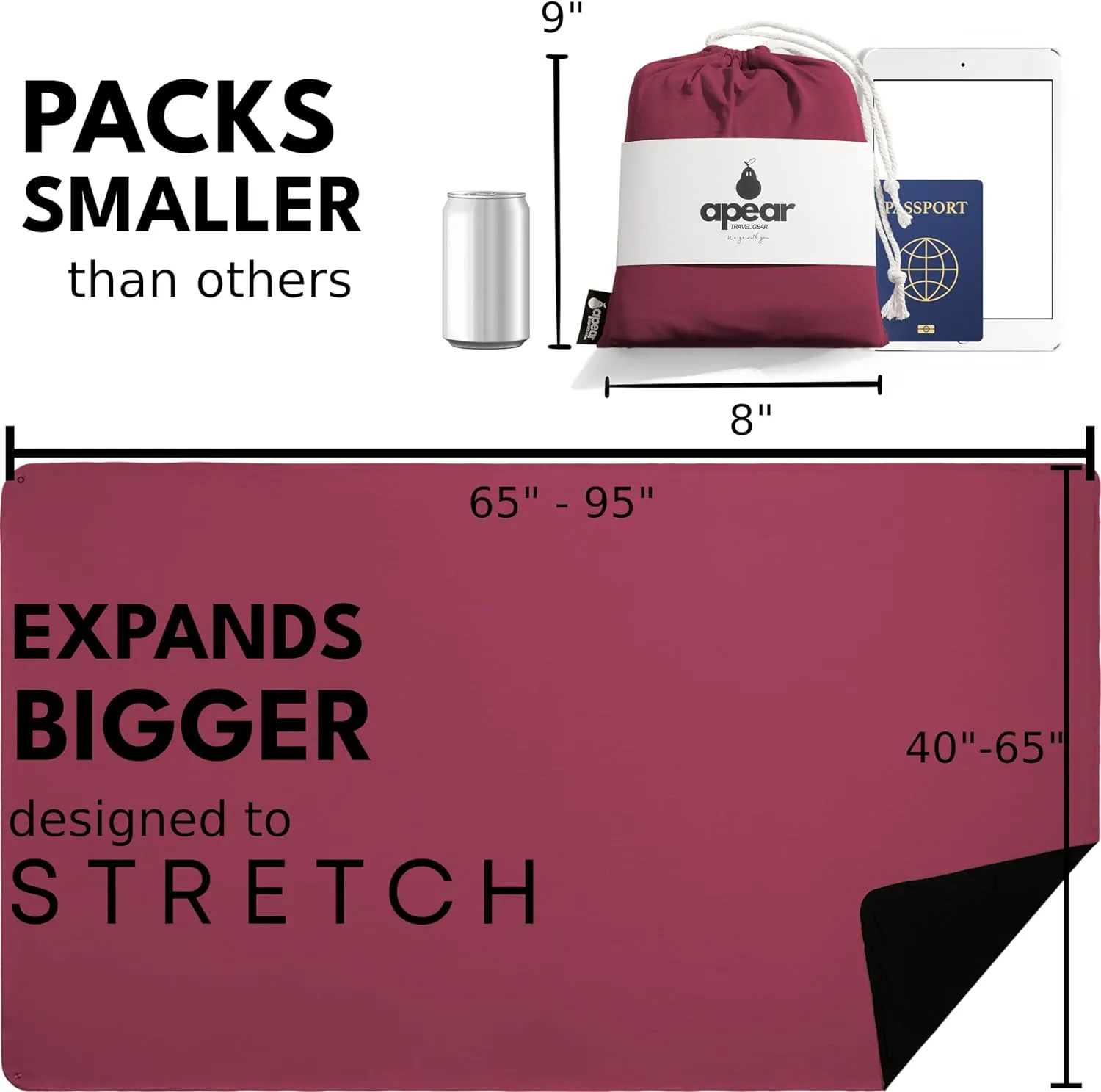 16-in-1 Compact Travel Blanket with Bag – Reversible, Ultra Soft Bamboo Airplane Blanket with Hidden Pocket - Lightweight & Packable for Flights, Camping, Picnic, Travel Essentials
