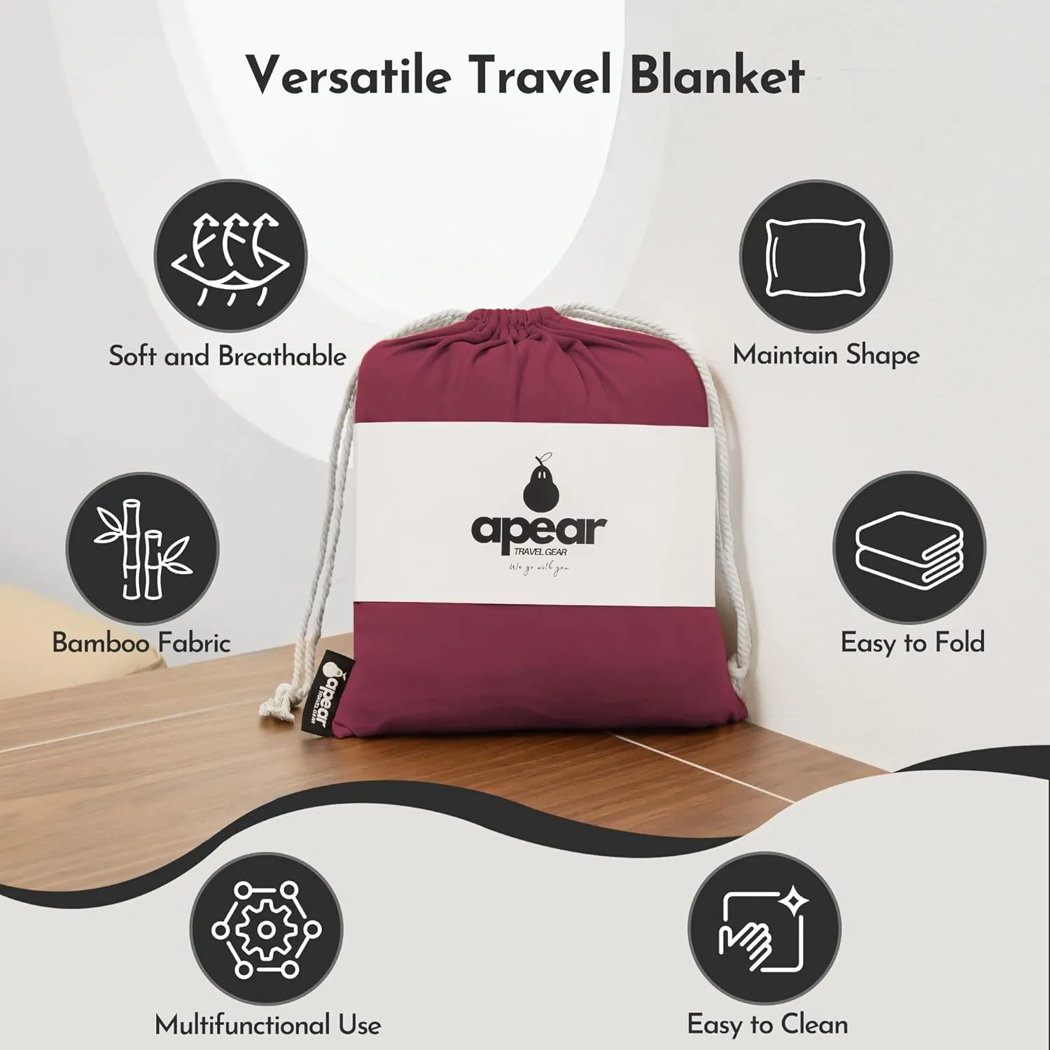 16-in-1 Compact Travel Blanket with Bag – Reversible, Ultra Soft Bamboo Airplane Blanket with Hidden Pocket - Lightweight & Packable for Flights, Camping, Picnic, Travel Essentials