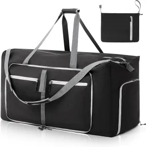 180L Extra Large Foldable Collapsible Travel Duffel Bag for Men Women with Shoe Compartment Lightweight Collapsible Waterproof Luggage for Camping, Gym, Weekender and Family Trips, Black