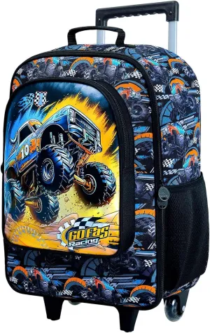 18" Kids Suitcase for Boys, Car Toddler Carry on Luggage with Wheels, Cool Travel Rolling Set(Black)