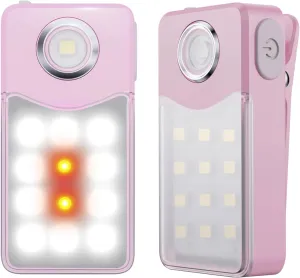 2-Pack Clip On Flashlight with 3 Modes, USB-C Rechargeable Running Light for Runners, IPX7 Waterproof LED Safety Light, EDC Flashlight for Running, Walking, Camping, Hiking(Pink)