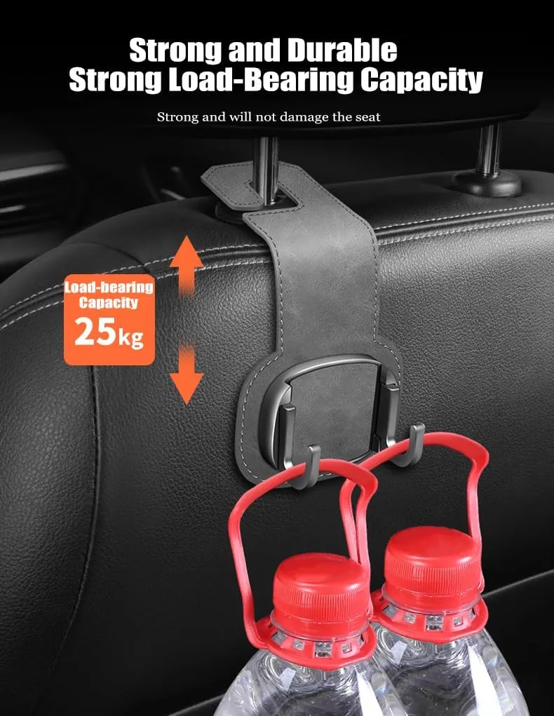 2 Pcs Car Seat Headrest Hook for Chevrolet Bolt Matiz Spark Kalos Aveo, Car Seat Back Storage Hook, Multifunctional Back Seat Hook, for Handbag Purse Umbrellas Grocery Bag A Black