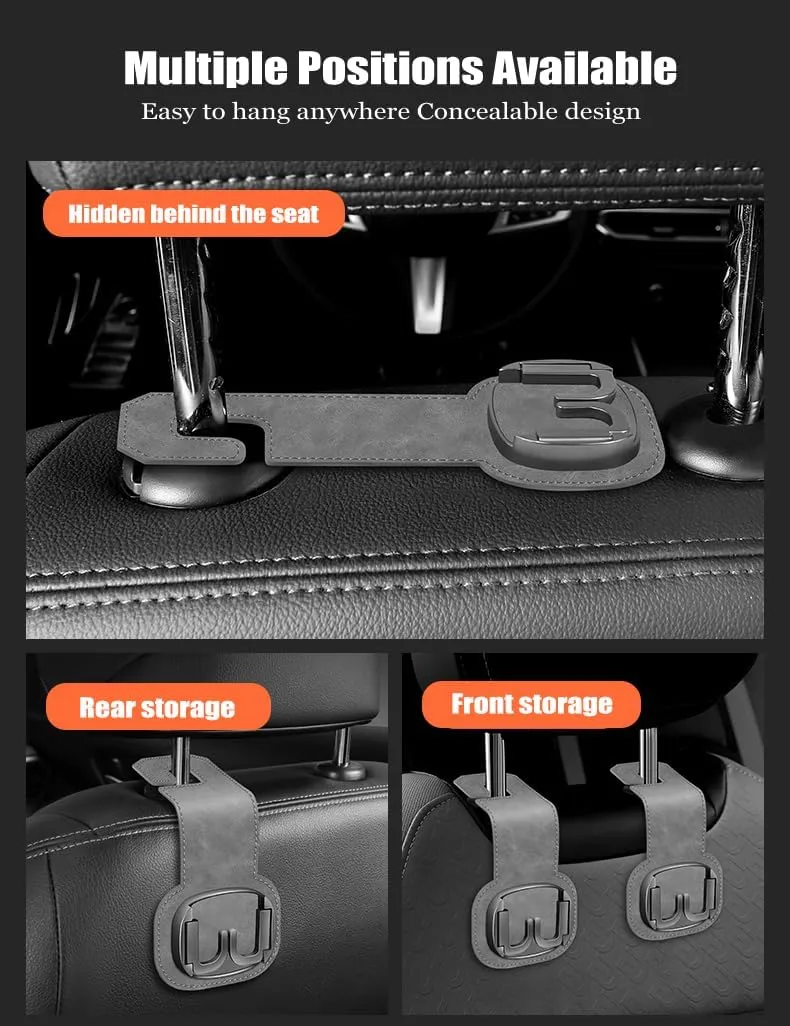 2 Pcs Car Seat Headrest Hook for Nissan Skyline Quest Murano Rogue, Car Seat Back Storage Hook, Multifunctional Back Seat Hook, for Handbag Purse Umbrellas Grocery Bag D Brown
