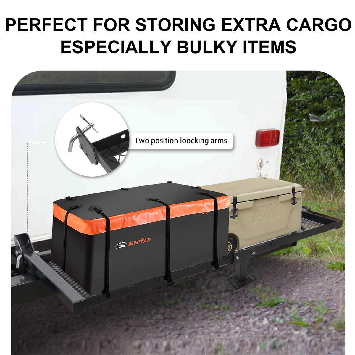 200 LB RV Bumper Rack, Cargo Carrier for Bikes and Luggage