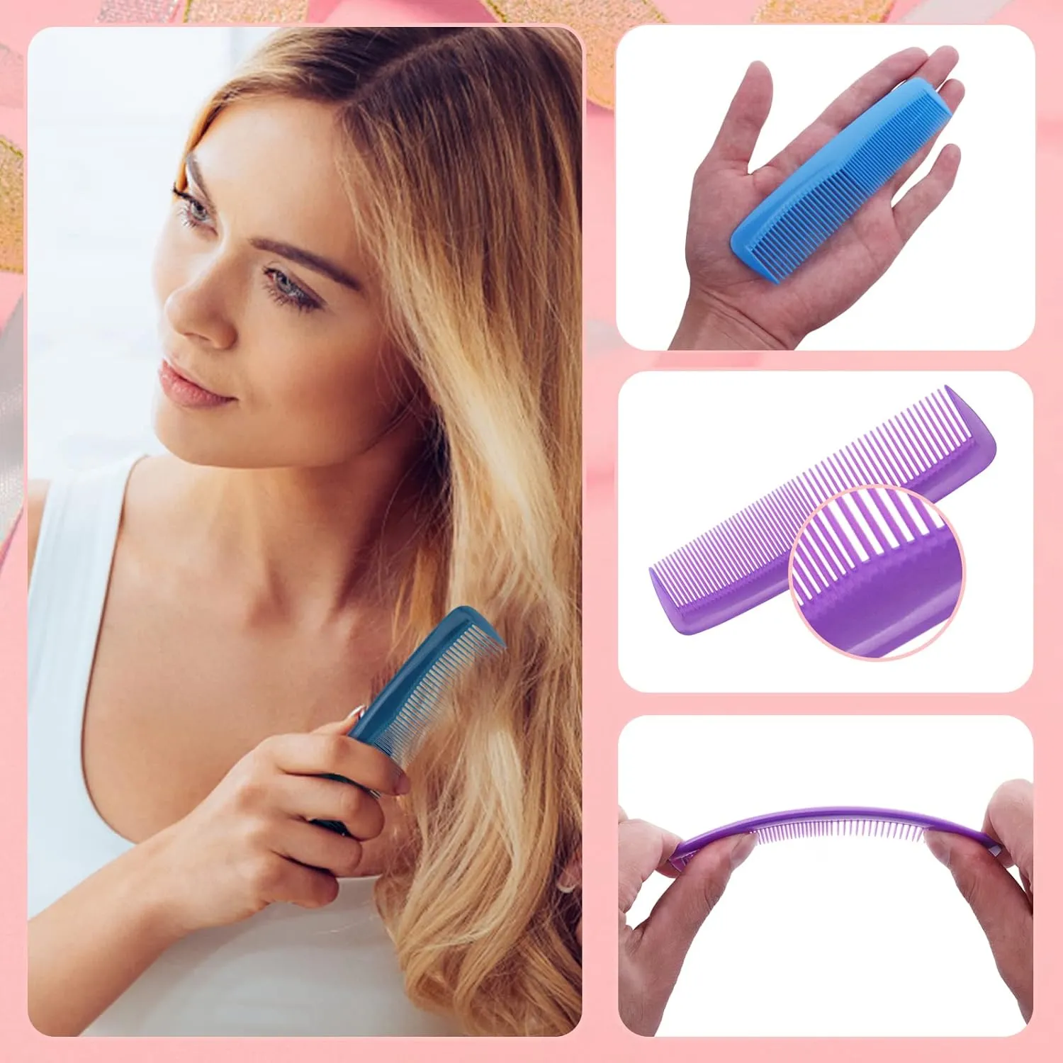 200 Pack Combs Individually Wrapped, Pocket Combs In Bulk Individually Wrapped,Bulk Combs For Homeless Individually Wrapped For Hotel,Airbnb,Shelter/Homeless/Nursing Home/Charity(8 Colors,200)