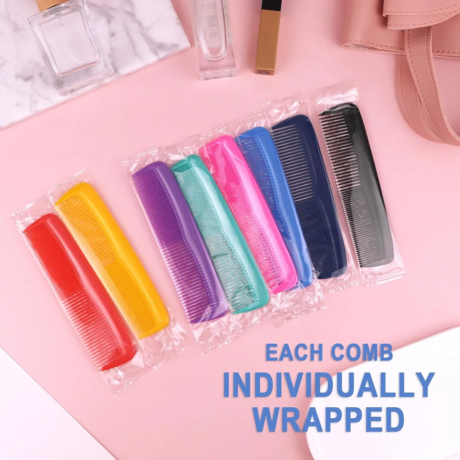 200 Pack Combs Individually Wrapped, Pocket Combs In Bulk Individually Wrapped,Bulk Combs For Homeless Individually Wrapped For Hotel,Airbnb,Shelter/Homeless/Nursing Home/Charity(8 Colors,200)