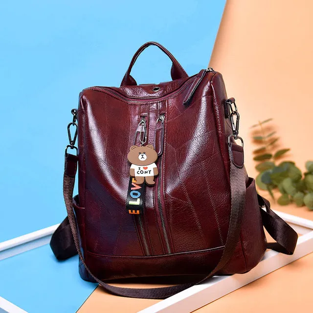 2019 Vintage Women Backpack High Quality Youth Leather Backpacks for Teenage