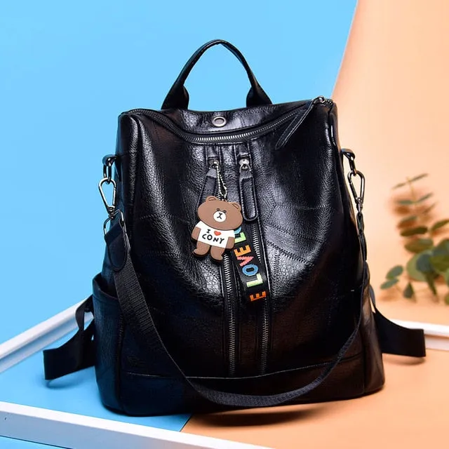 2019 Vintage Women Backpack High Quality Youth Leather Backpacks for Teenage