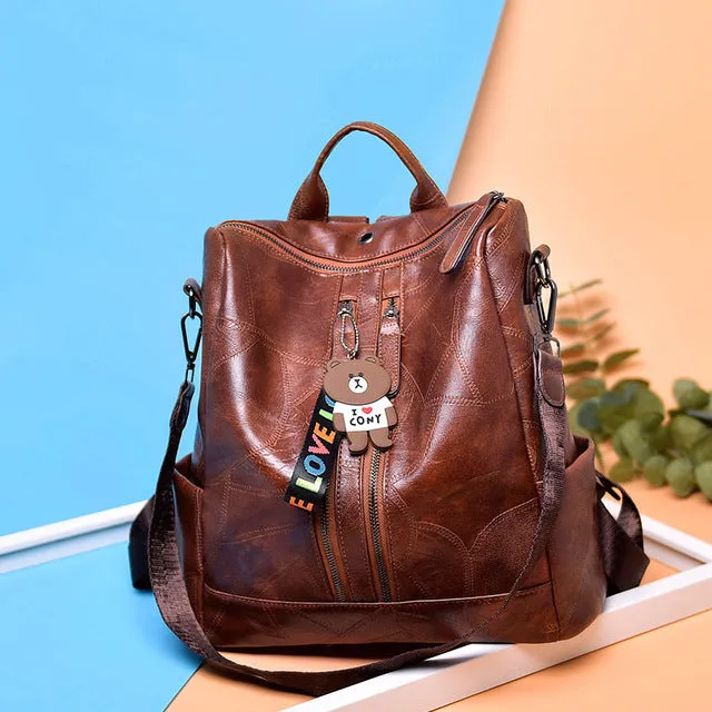 2019 Vintage Women Backpack High Quality Youth Leather Backpacks for Teenage