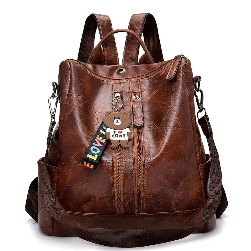2019 Vintage Women Backpack High Quality Youth Leather Backpacks for Teenage
