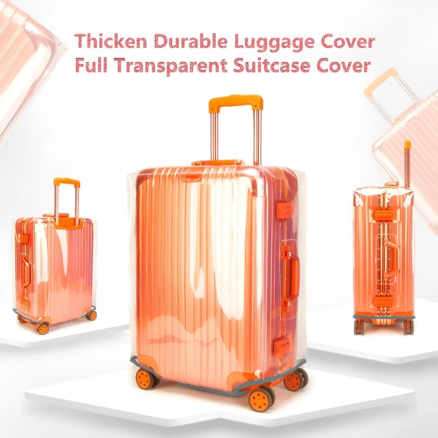 20/24/28 Inch Thicken Transparent Luggage Cover Suitcase Protector Waterproof PVC Full Clear Cover Travel Suitcase Set Full Clear 20 24 28 inch