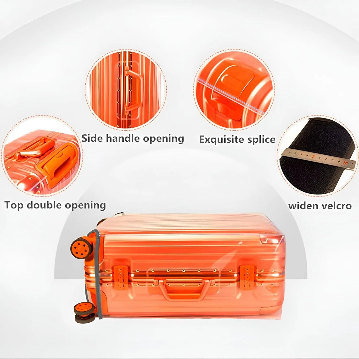 20/24/28 Inch Thicken Transparent Luggage Cover Suitcase Protector Waterproof PVC Full Clear Cover Travel Suitcase Set Full Clear 20 24 28 inch