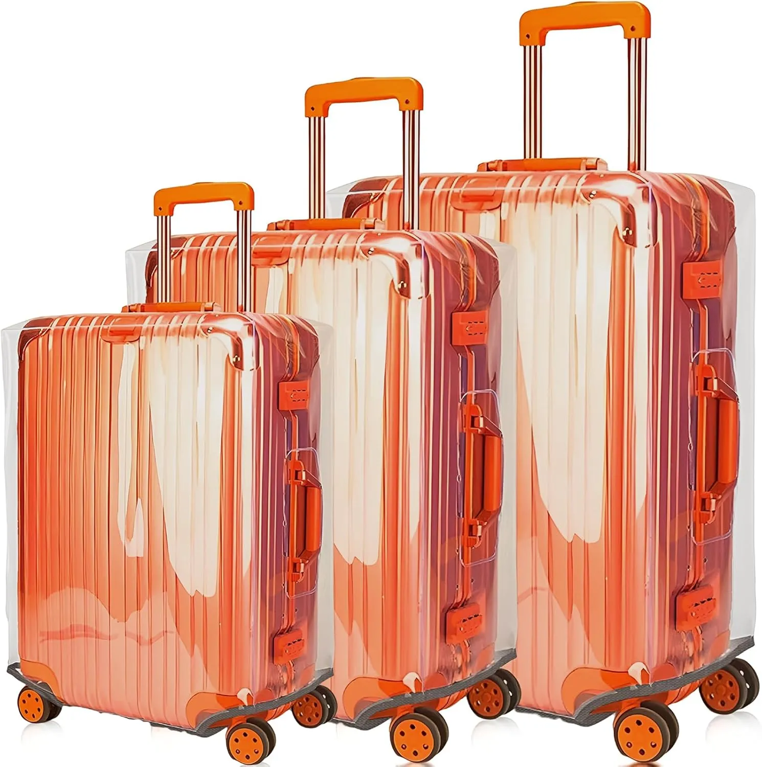 20/24/28 Inch Thicken Transparent Luggage Cover Suitcase Protector Waterproof PVC Full Clear Cover Travel Suitcase Set Full Clear 20 24 28 inch