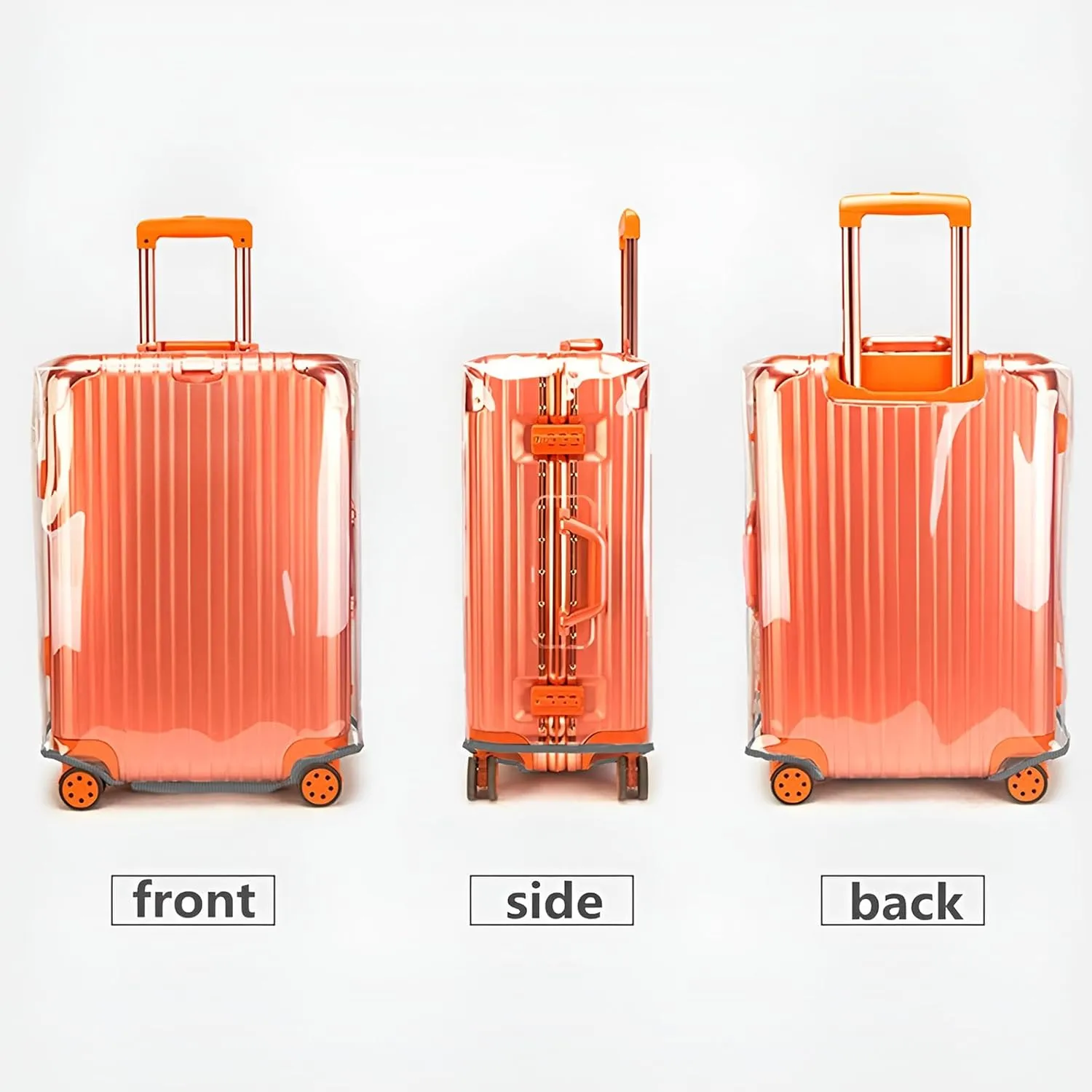 20/24/28 Inch Thicken Transparent Luggage Cover Suitcase Protector Waterproof PVC Full Clear Cover Travel Suitcase Set Full Clear 20 24 28 inch