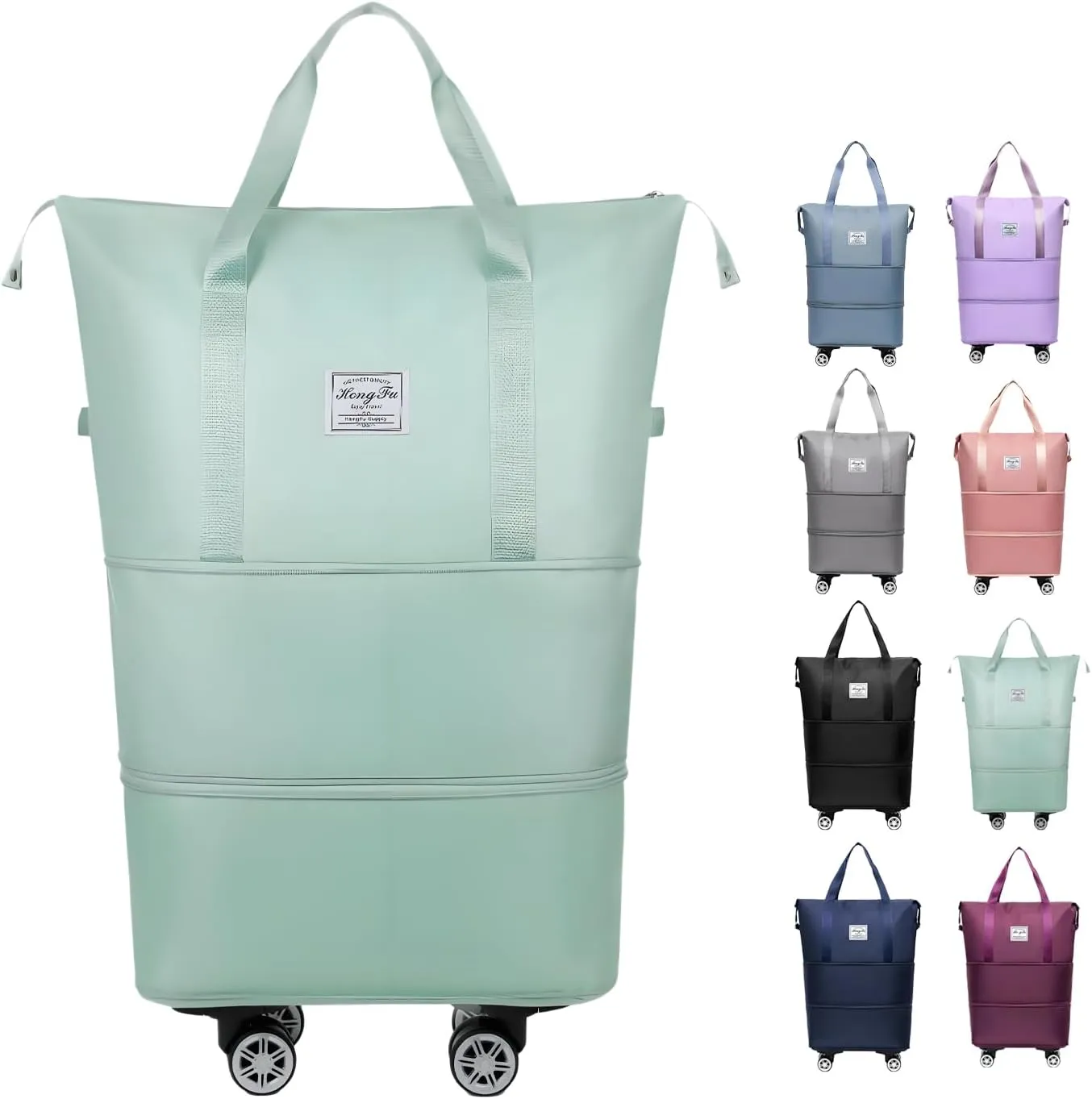 2025 New Large Capacity Travel Bag - Universal Wheel Removable,Rolling Duffle Bag with Wheels，Foldable Travel Bag, Green, Wheel-equipped
