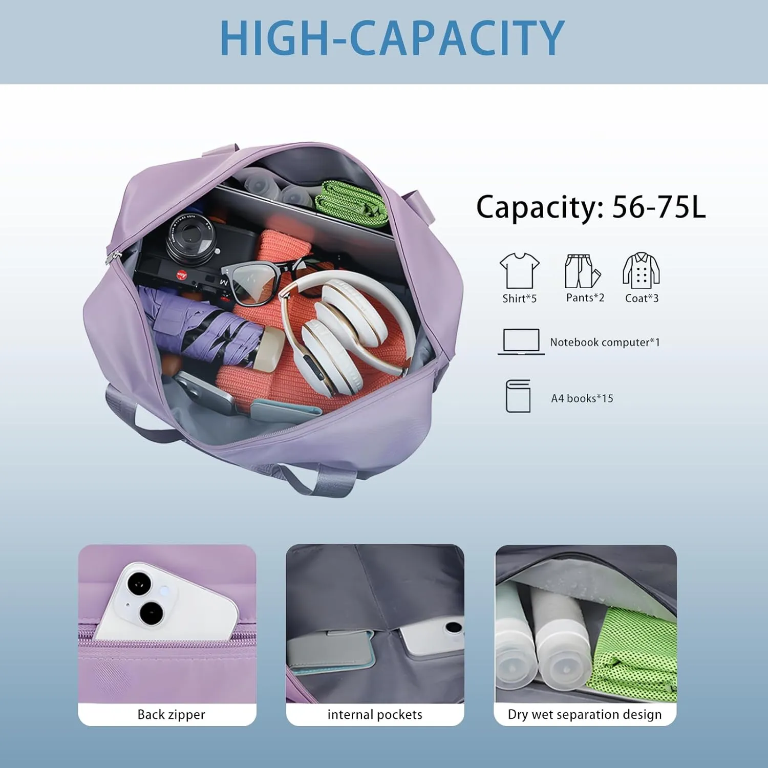 2025 New Large Capacity Travel Bag - Universal Wheel Removable,Rolling Duffle Bag with Wheels，Foldable Travel Bag, Green, Wheel-equipped