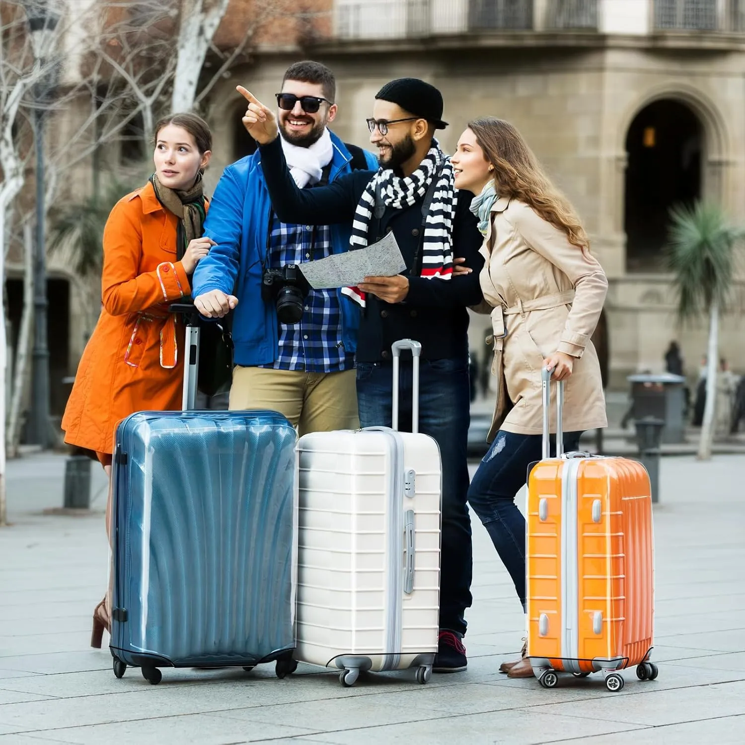 24 Inch Clear Luggage Cover Protector,Transparent PVC Anti-scratch,Waterproof,Dustproof Travel Suitcase Cover for Wheeled Luggage