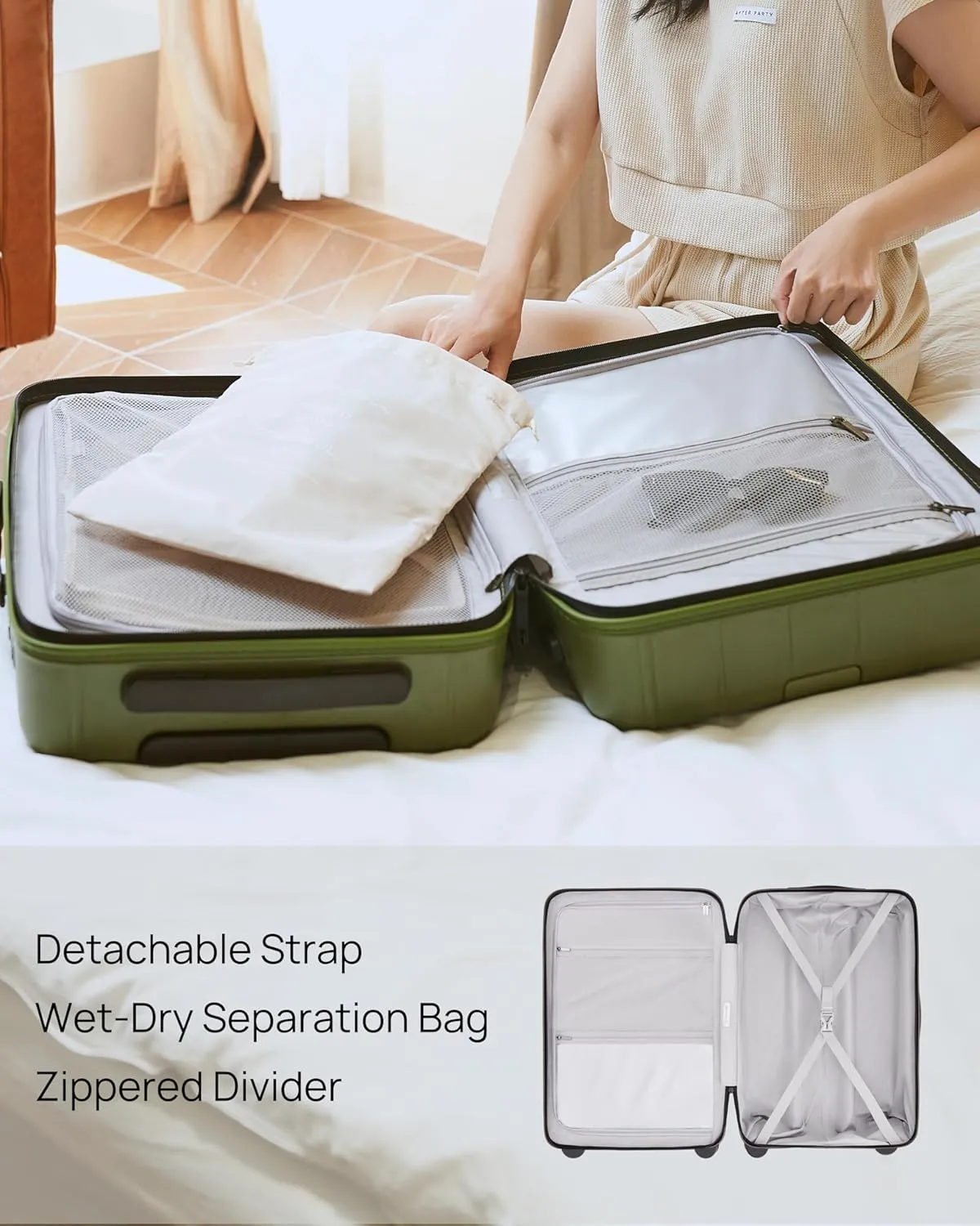 24 Inch Luggage with Spinner Wheels, Checked Luggage, Large Luggage for 5-7 Days Travel, 100% Hardshell PC, TSA Lock, 26.3 X 17.7 X 10.8 (Lily White, Missouri)