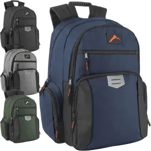 24 Pack Bulk Dual Compartment Reflective Backpacks Wholesale for College, Homeless Men, Women, Sports (Darker Colors Pack)