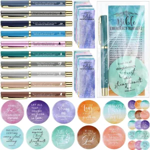 25 Sets Women Christian Gifts Bulk Bible Verse Gel Pens Emergency Bookmarks Religious Compact Mirrors for Mother Grandmother Daughter Bible Study Group(Rendering Color)