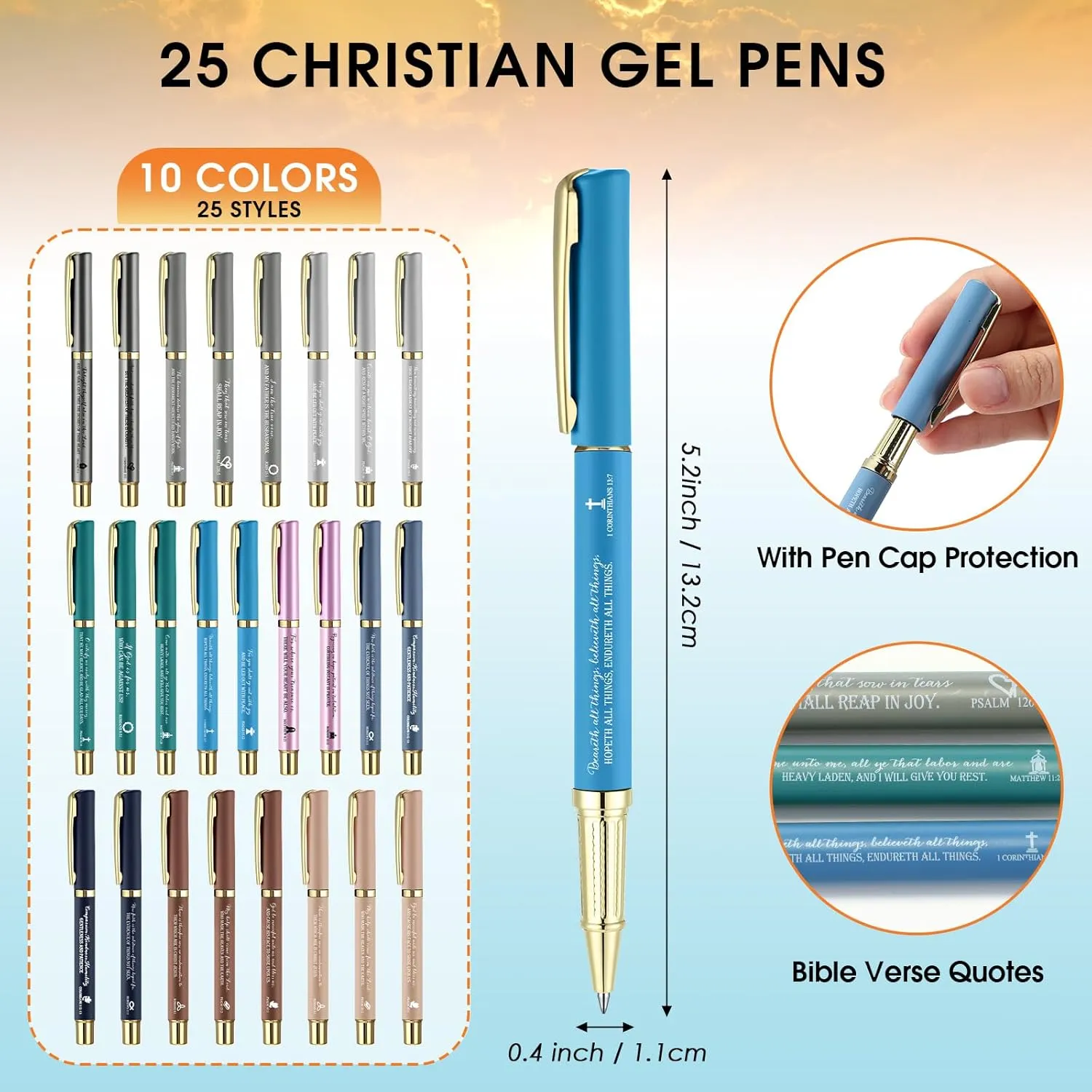 25 Sets Women Christian Gifts Bulk Bible Verse Gel Pens Emergency Bookmarks Religious Compact Mirrors for Mother Grandmother Daughter Bible Study Group(Rendering Color)