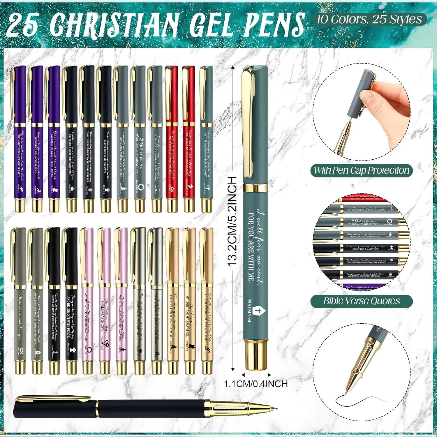 25 Sets Women Christian Gifts Bulk Bible Verse Gel Pens Emergency Bookmarks Religious Compact Mirrors for Mother Grandmother Daughter Bible Study Group(Watercolor)