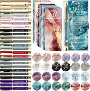 25 Sets Women Christian Gifts Bulk Bible Verse Gel Pens Emergency Bookmarks Religious Compact Mirrors for Mother Grandmother Daughter Bible Study Group(Watercolor)