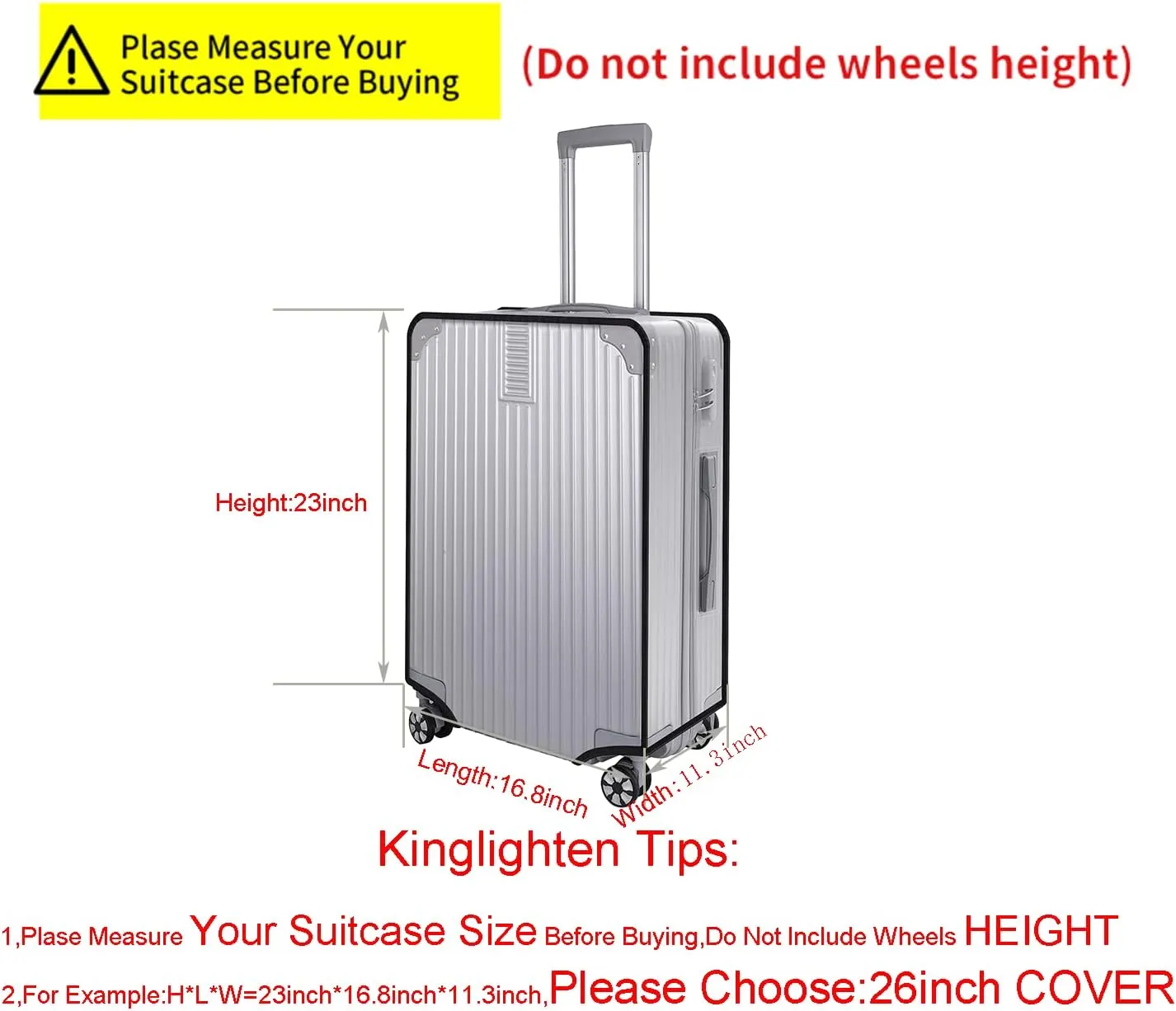 26 Inch Luggage Cover Protector Bag PVC Clear Plastic Suitcase Cover Protectors Travel Luggage Sleeve Protector