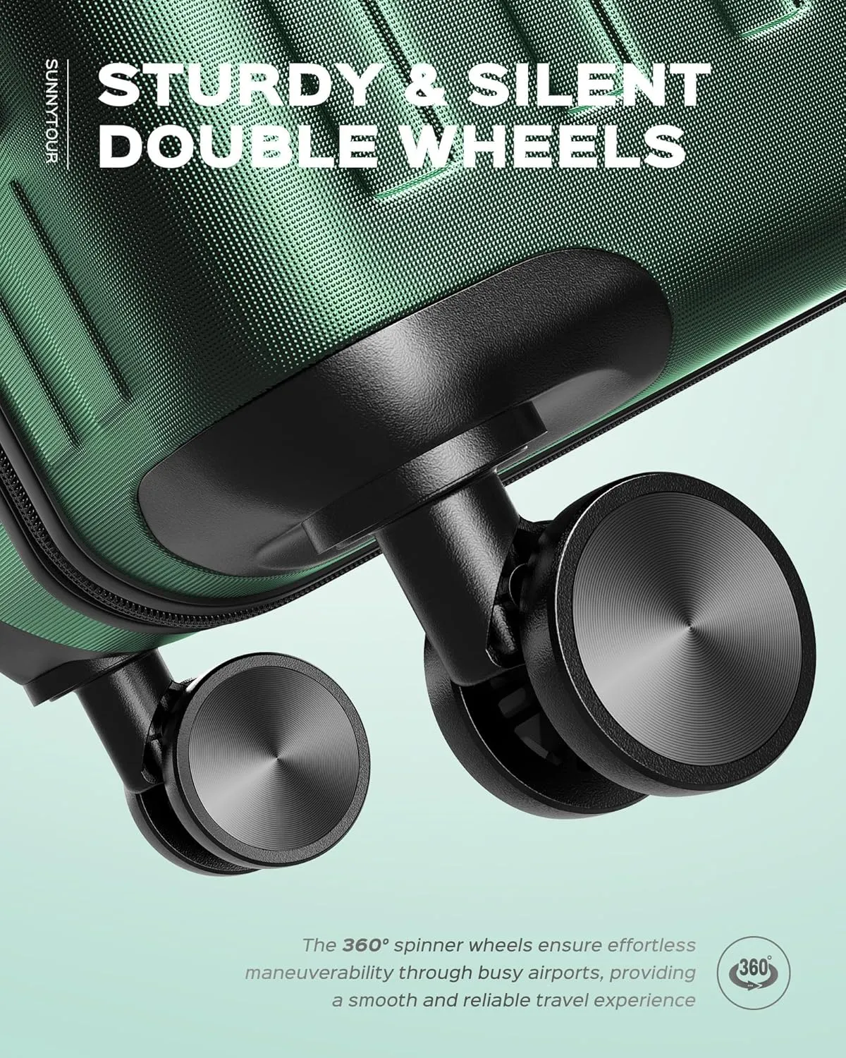28 inch Luggage Hardside Lightweight Suitcase with Spinner Wheels TSA Lock for Travel Business, Green