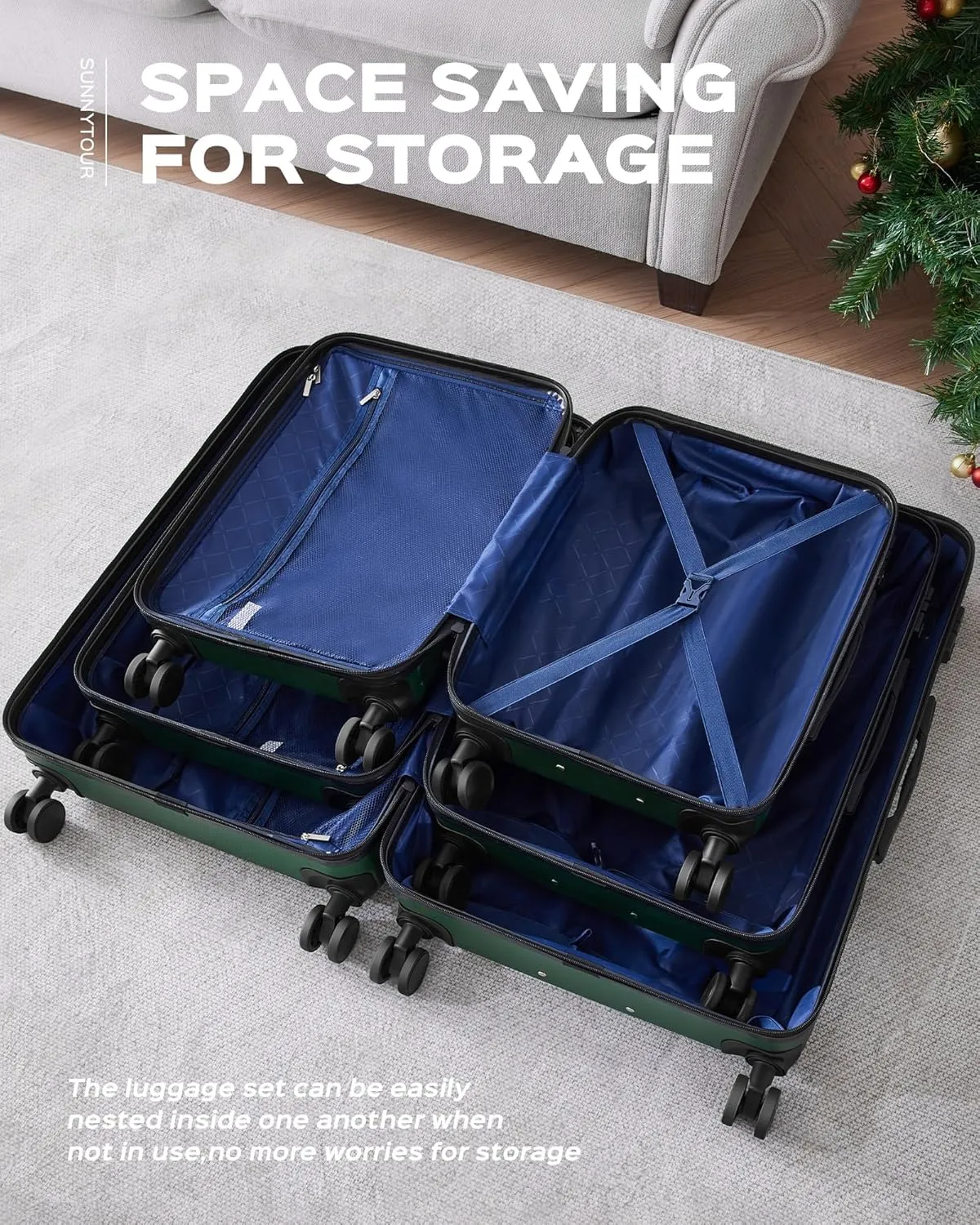 28 inch Luggage Hardside Lightweight Suitcase with Spinner Wheels TSA Lock for Travel Business, Green