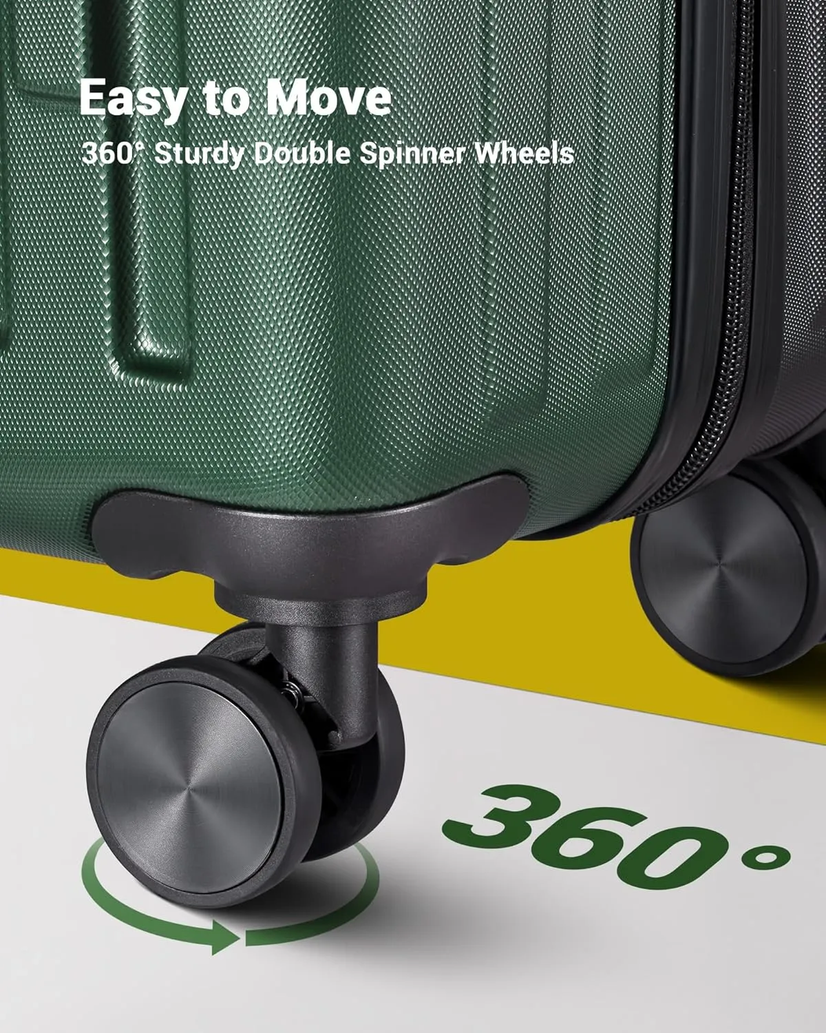 28 inch Luggage Hardside Lightweight Suitcase with Spinner Wheels TSA Lock for Travel Business (Green&Black)