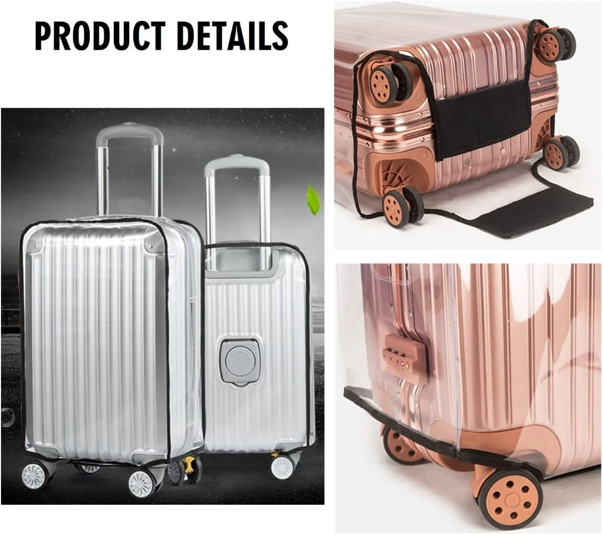 2pcs Clear PVC Suitcase Covers Protectors Transparent Luggage Cover Waterproof Wheeled Suitcase Dust Cover Dustproof Travel Luggage Sleeve Protector 20" 24"(2PCS)