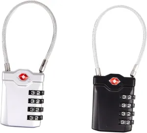2Pcs Combination Luggage Locks Open Red Indicator Customs Suitcase Padlocks Secure Travel Tool for Suitcase Backpack Outdoor Safety Silver Black