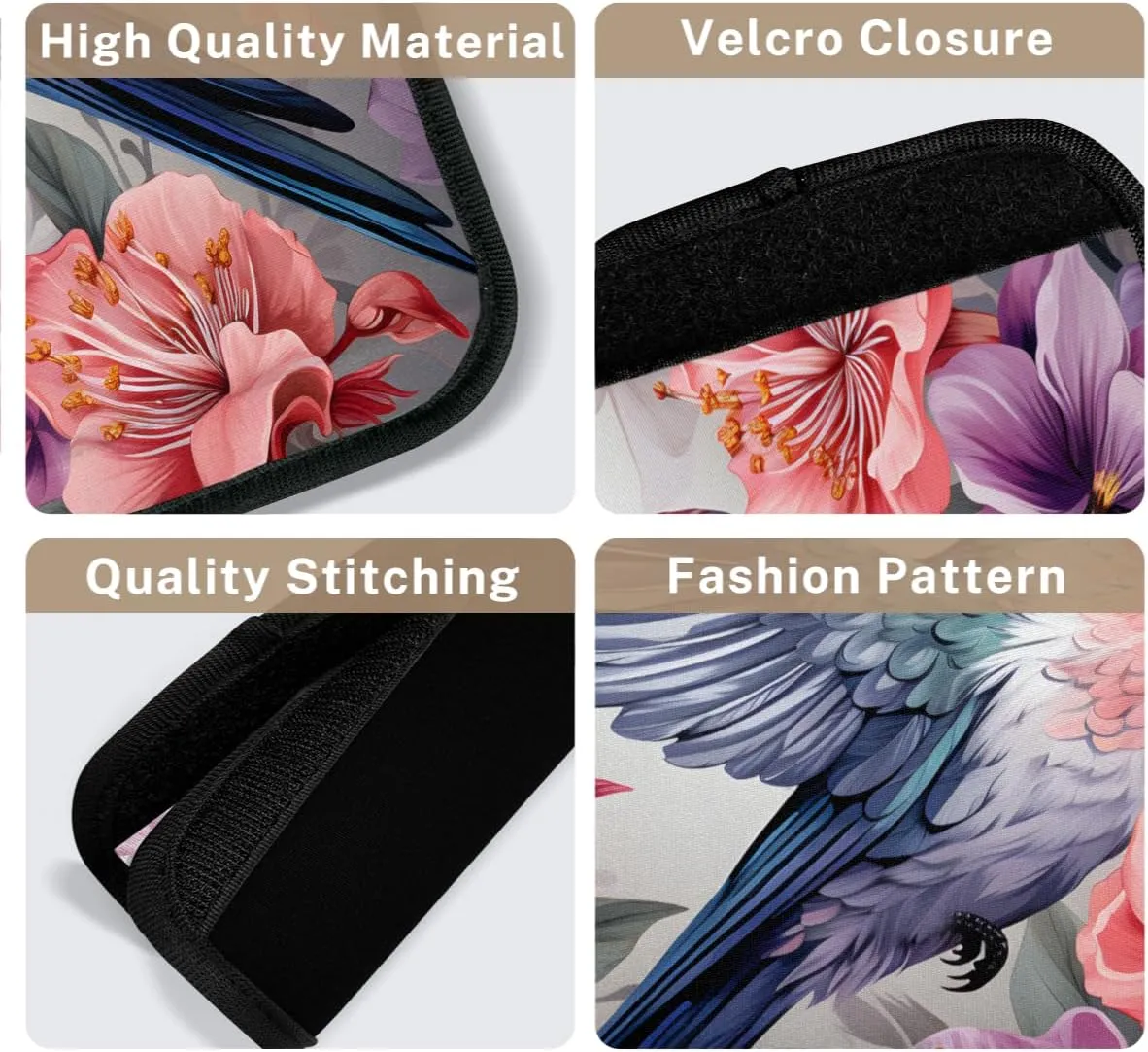 2Pcs Luggage Handle Wrap for Suitcase, Spring Floral Hummingbird Luggage Identifiers Travel Bag Wraps Suitcase Handle Protection Sleeve Cover