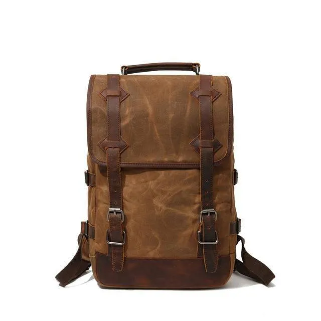 3 Colors Waxed Genuine Leather Backpack Large Capacity
