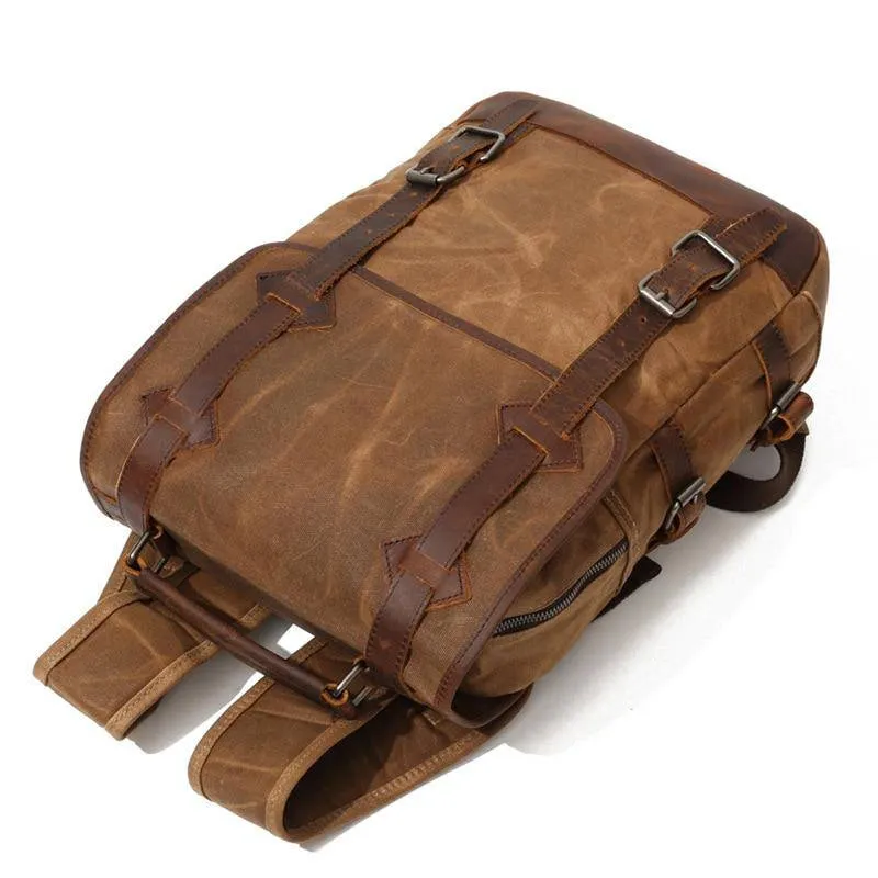 3 Colors Waxed Genuine Leather Backpack Large Capacity
