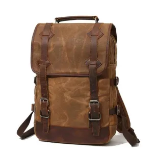 3 Colors Waxed Genuine Leather Backpack Large Capacity