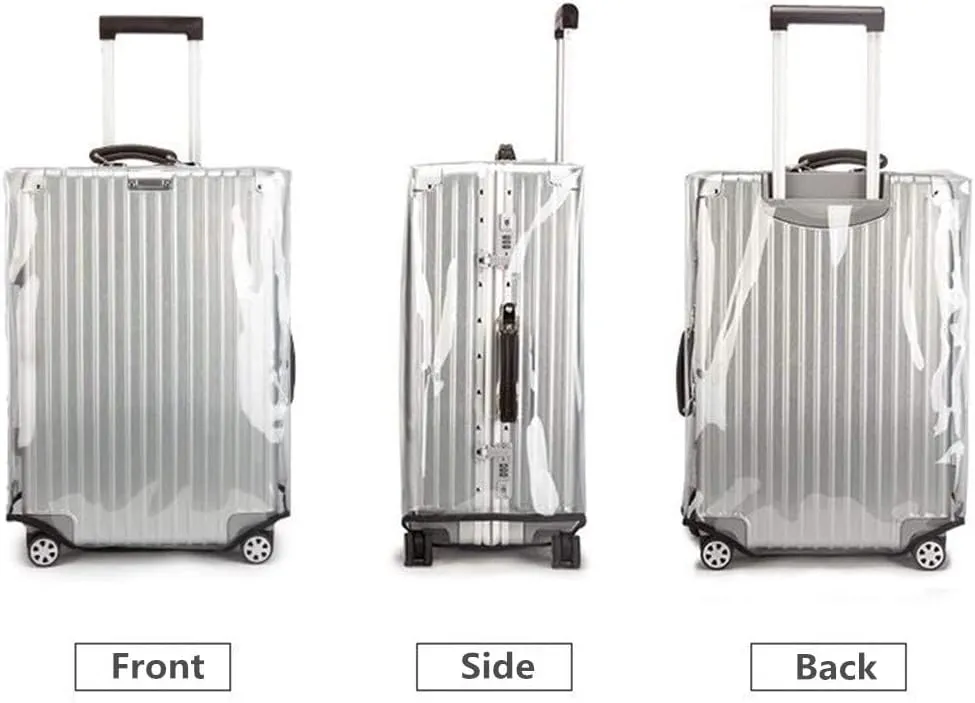 3 Piece Full Clear PVC Luggage Cover Set, 0.4mm Thick Heavy-Duty Waterproof, Dustproof, Anti-Scratch Suitcase Cover Set, Luggage Covers for Suitcase TSA Approved, Fits 19"-29" Wheeled Luggage