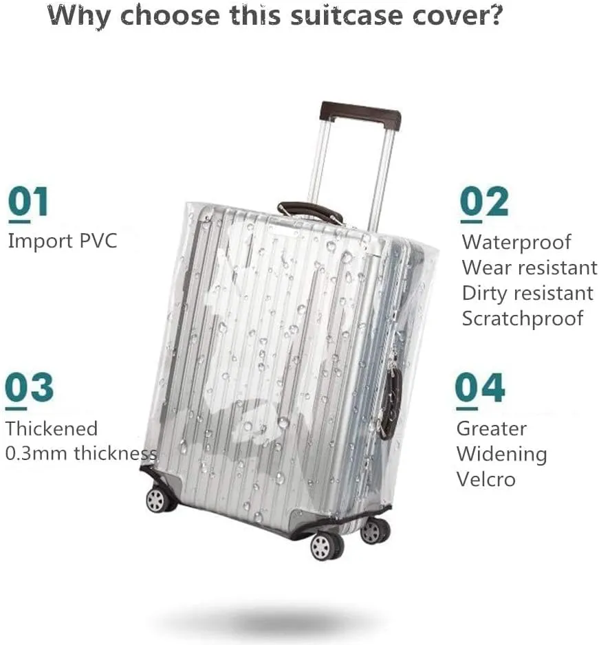 30 Inch Clear PVC Suitcase Cover Protectors Suitcase Covers for Luggage Thickened suitcase protective cover for Wheeled Suitcase Suitable for 30"-31"