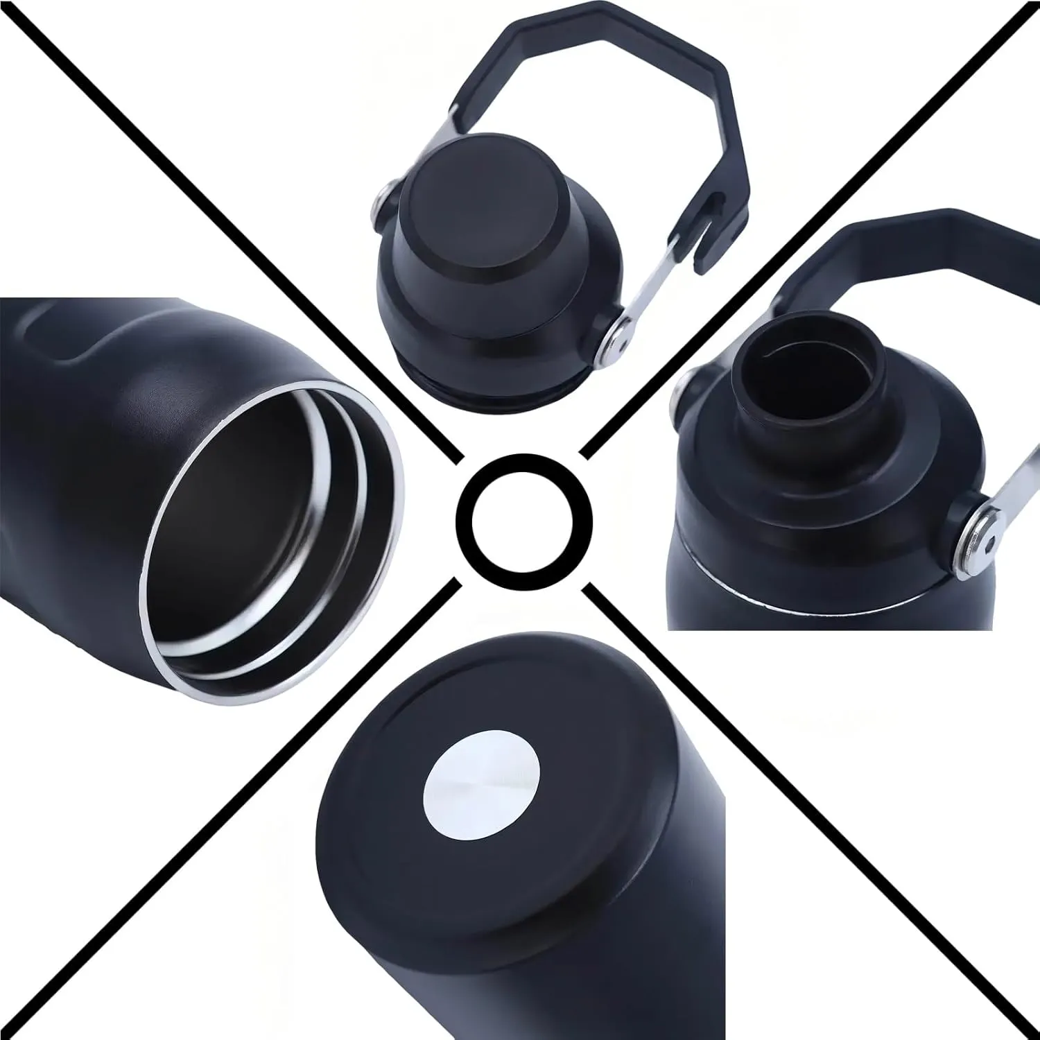 304 Stainless Steel Crooked Mouth Insulation Cup Large Capacity Handle Sports Water Bottle High Value Outdoor Mountaineering Kettle(White,1000ml)