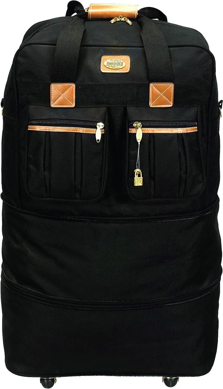 36" Black Large Rolling Wheeled Duffel Bag Spinner Suitcase Duffle Bag Luggage