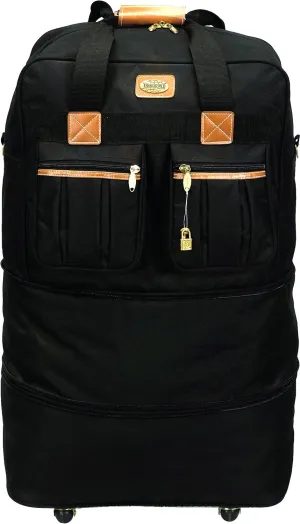 36" Black Large Rolling Wheeled Duffel Bag Spinner Suitcase Duffle Bag Luggage