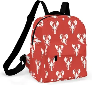 3D Lobster Print Backpacks Laptop Mini Backpacks for Women Travel Shoulder Bag Bookbag Rucksack Daypack 10 Inch