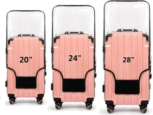 3PCS Clear PVC Suitcase Cover Protectors Transparent Luggage Cover Waterproof Wheeled Suitcase Dust Cover Dustproof Travel Luggage Sleeve Protector 20" 24" 28" (3PCS Upgraded)